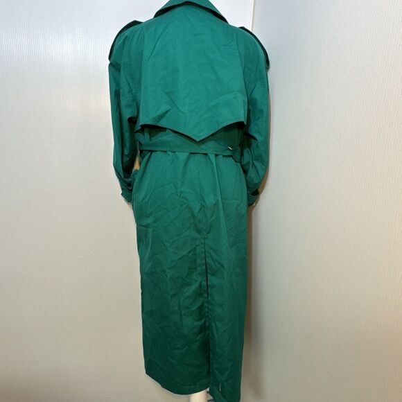 Towne by London Fog Women’s 6P Trench Coat Green Belted Lined Retro Classic - Picture 2 of 9